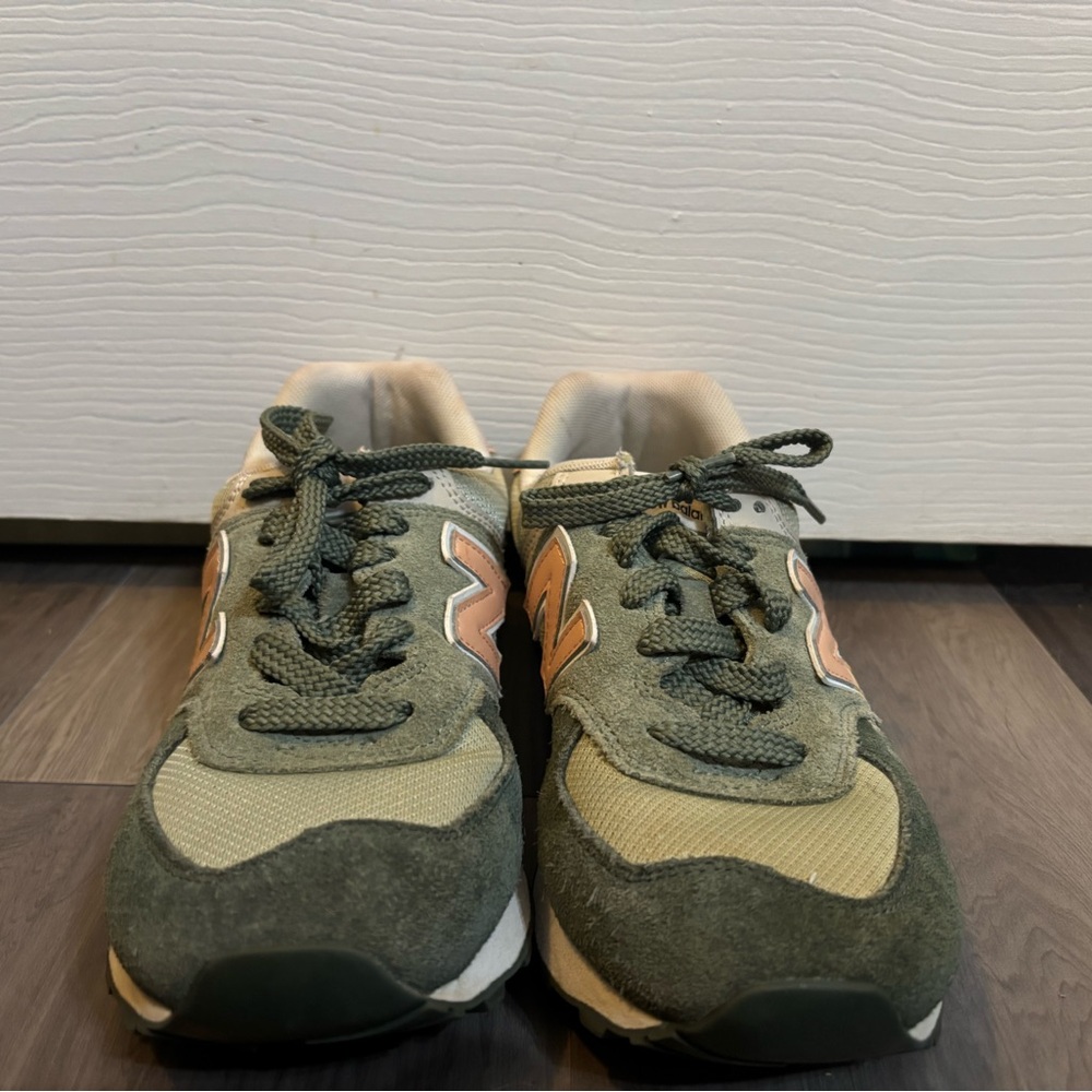 New Balance Olive and Peach Athletic Shoes